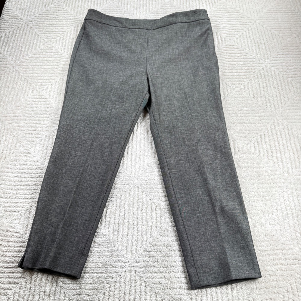 Talbots Chatham Ankle Pant Womens 16P Grey Side Zip Stretch Workwear Career